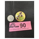 Vintage floral brooch/pin approx 1" with violets