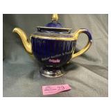 Hall China teapot in Cobalt blue with 22K gold trm
