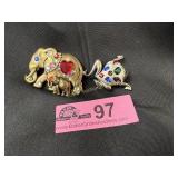 Lot of 2 pins, 1 gold tone elephant and baby