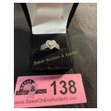 Sterling Silver "Forever Bride" heart shaped halo