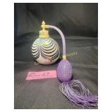 Vintage Iridescent White and black Glass Atomizer