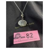 Sterling Silver oval turquoise Cabochon pendantn