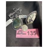 Moss Agate ring and pendant  size 8