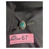 Vintage Ring with Smooth oval green onyx