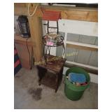 Wood table, plant stand, wishing well & Carwash