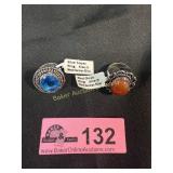 Blue Topaz and Red Onyx rings, size 9