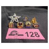 7 lapel pins several "Service" type