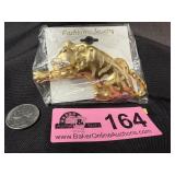 Large gold-tone Lady Remington Cheetah Brooch