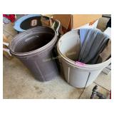 2 plastic trash cans