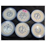 Set of 6 M.A Hadley Pottery Clock Face Salad plate