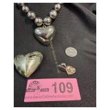 3 piece lot Silver-tone graduated bead necklace