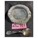 Small Silver Ashtray and silver spoon