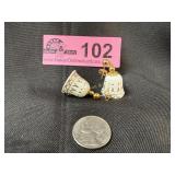Vintage Porcelain Bell earrings with gold details