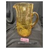 Vintage Amber colored Blenko crackle pitcher