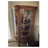 Antique Tiger wood curio cabinet features