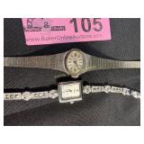 Lot of 2 very old  silver tone ladies watches