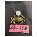 Vintage brass crab brooch
