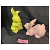 Pair of ceramic Easter Bunny lanterns