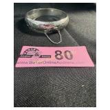 Vintage etched floral hinged bangle .925