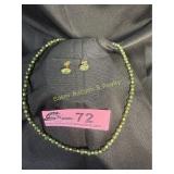 Vintage green Jade and Gold beaded necklace set