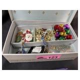Vintage jewelry box full of Holiday costume jewely