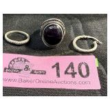 3 pieces marked .925 onyx ring, band and earring