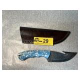 Custom File Knife with Gut Hook and Leather