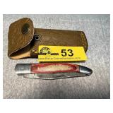 Folding Pocket Knife with Patterned Leather