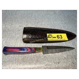 Damascus Steel Dagger with Multi-Color Handle
