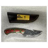 Custom Gut Hook Knife with Red and Green Handle