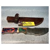 Damascus Steel Fixed Blade Knife with Sheath