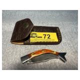 Fish-Shaped Damascus Folding Pocket Knife