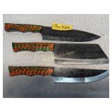 Custom File Steel Knife Set, Orange & Green