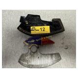 Damascus Steel Ulu Knife with Leather Sheath