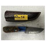 Custom Damascus Fixed Blade Knife with Sheath