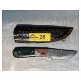 Damascus Steel Fixed Blade Knife with Sheath