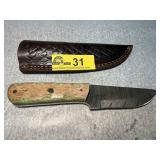 Damascus Steel Fixed Blade Knife with Sheath