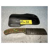 Damascus Cleaver Knife with Custom Wood Handle