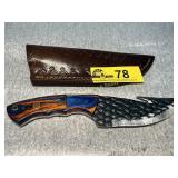 Custom Gut Hook Knife with Leather Sheath