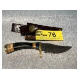 Damascus Steel Fixed Blade Knife with Sheath