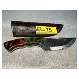 Custom Gut Hook Knife with Leather Sheath