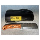 Damascus Steel Cleaver Knife with Leather Sheath