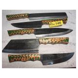 Set of Five Custom Hand-Forged File Knives