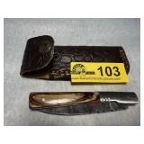 Folding Pocket Knife with Patterned Blade