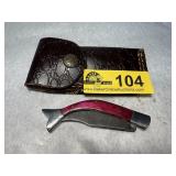 Fish-Shaped Folding Pocket Knife with Leather