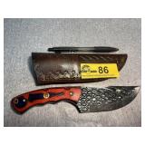 Custom Gut Hook Knife with Leather Sheath