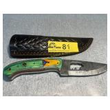 Custom Damascus Steel Knife with Bear Cutout