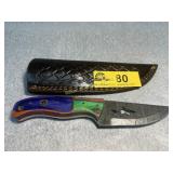 Damascus Steel Fixed Blade Knife with Sheath