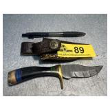 Damascus Steel Fixed Blade Knife with Sheath