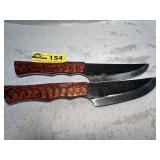 Custom File Steel Knives with Dyed Wood Handles